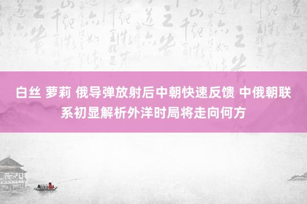 白丝 萝莉 俄导弹放射后中朝快速反馈 中俄朝联系初显解析外洋时局将走向何方