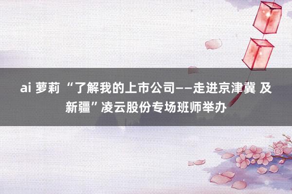 ai 萝莉 “了解我的上市公司——走进京津冀 及新疆”凌云股份专场班师举办