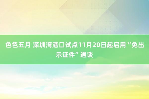 色色五月 深圳湾港口试点11月20日起启用“免出示证件”通谈