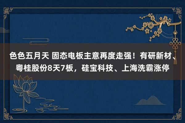 色色五月天 固态电板主意再度走强！有研新材、粤桂股份8天7板，硅宝科技、上海洗霸涨停
