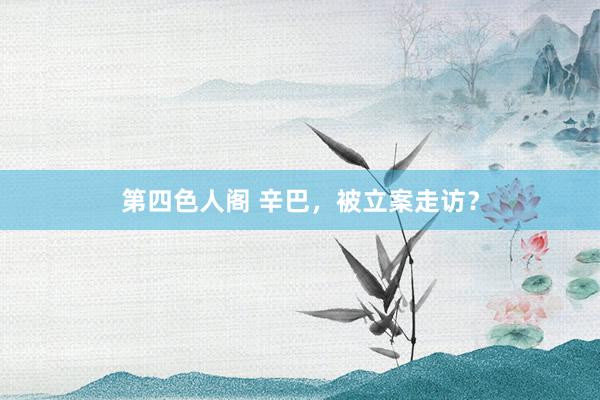 第四色人阁 辛巴，被立案走访？