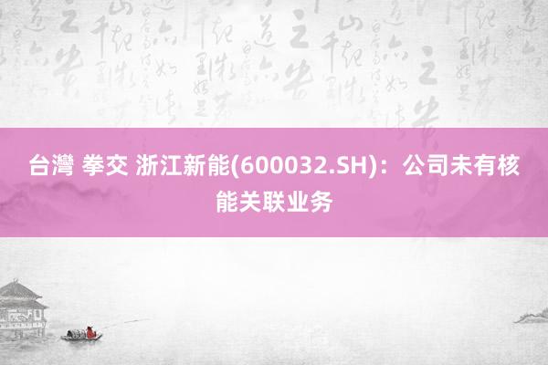 台灣 拳交 浙江新能(600032.SH)：公司未有核能关联业务