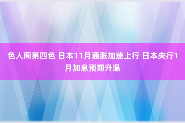 色人阁第四色 日本11月通胀加速上行 日本央行1月加息预期升温