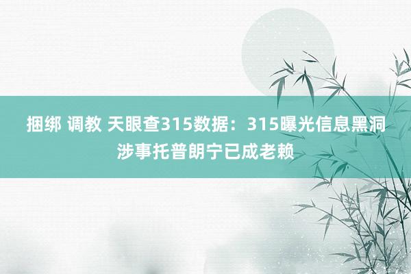 捆绑 调教 天眼查315数据：315曝光信息黑洞涉事托普朗宁已成老赖