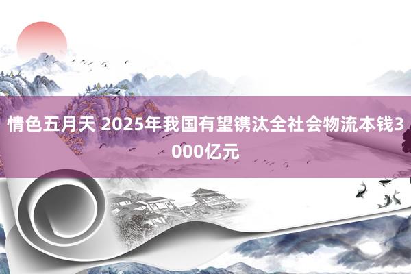 情色五月天 2025年我国有望镌汰全社会物流本钱3000亿元