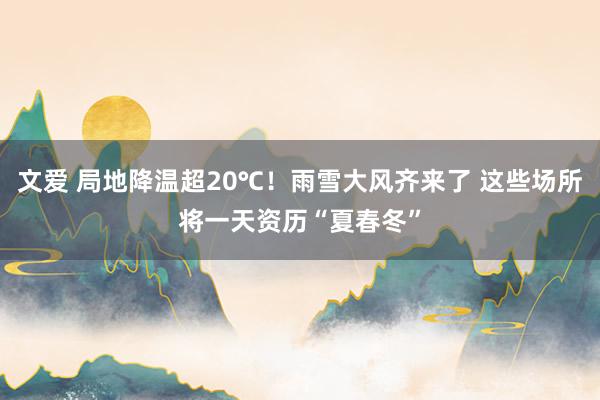 文爱 局地降温超20℃！雨雪大风齐来了 这些场所将一天资历“夏春冬”