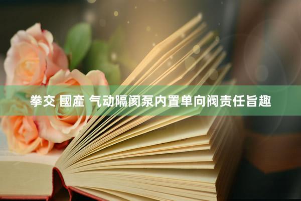 拳交 國產 气动隔阂泵内置单向阀责任旨趣