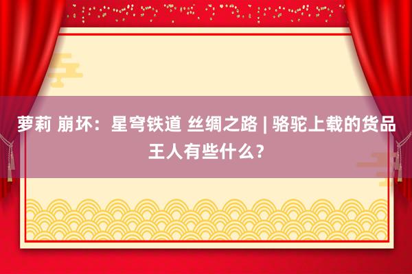 萝莉 崩坏：星穹铁道 丝绸之路 | 骆驼上载的货品王人有些什么？