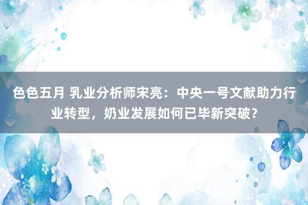 色色五月 乳业分析师宋亮：中央一号文献助力行业转型，奶业发展如何已毕新突破？