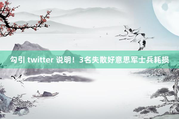 勾引 twitter 说明！3名失散好意思军士兵耗损