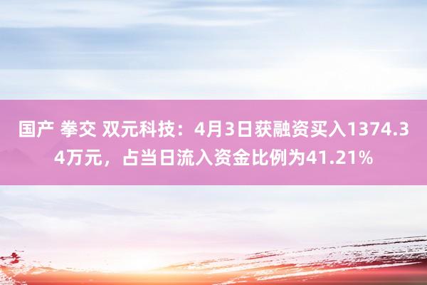 国产 拳交 双元科技：4月3日获融资买入1374.34万元，占当日流入资金比例为41.21%