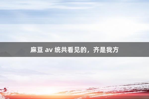 麻豆 av 统共看见的,齐是我方