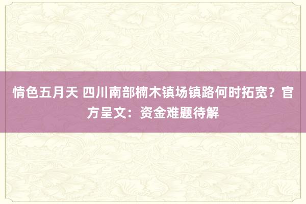 情色五月天 四川南部楠木镇场镇路何时拓宽？官方呈文：资金难题待解