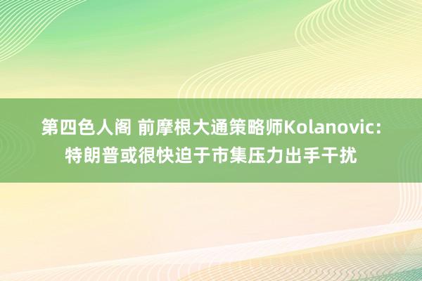 第四色人阁 前摩根大通策略师Kolanovic：特朗普或很快迫于市集压力出手干扰
