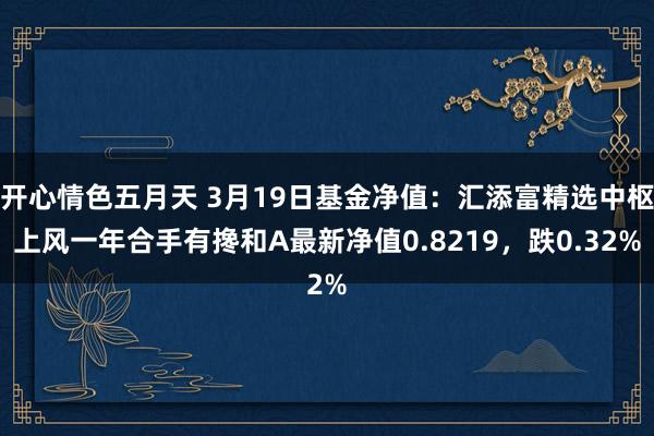 开心情色五月天 3月19日基金净值：汇添富精选中枢上风一年合手有搀和A最新净值0.8219，跌0.32%