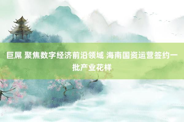巨屌 聚焦数字经济前沿领域 海南国资运营签约一批产业花样