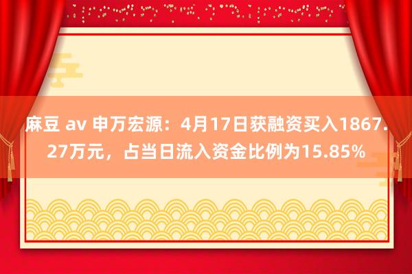麻豆 av 申万宏源：4月17日获融资买入1867.27万元，占当日流入资金比例为15.85%
