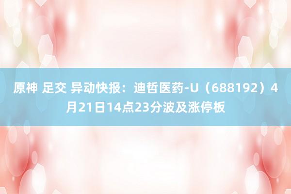 原神 足交 异动快报：迪哲医药-U（688192）4月21日14点23分波及涨停板
