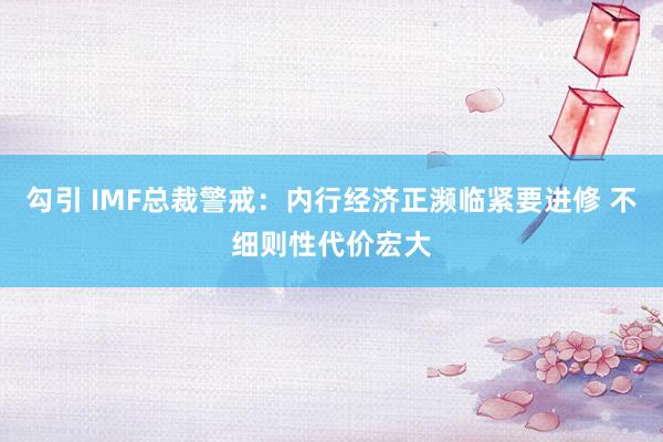 勾引 IMF总裁警戒：内行经济正濒临紧要进修 不细则性代价宏大